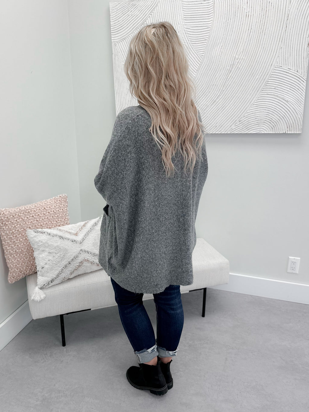 Ash Pocket Sweater in Heather Grey