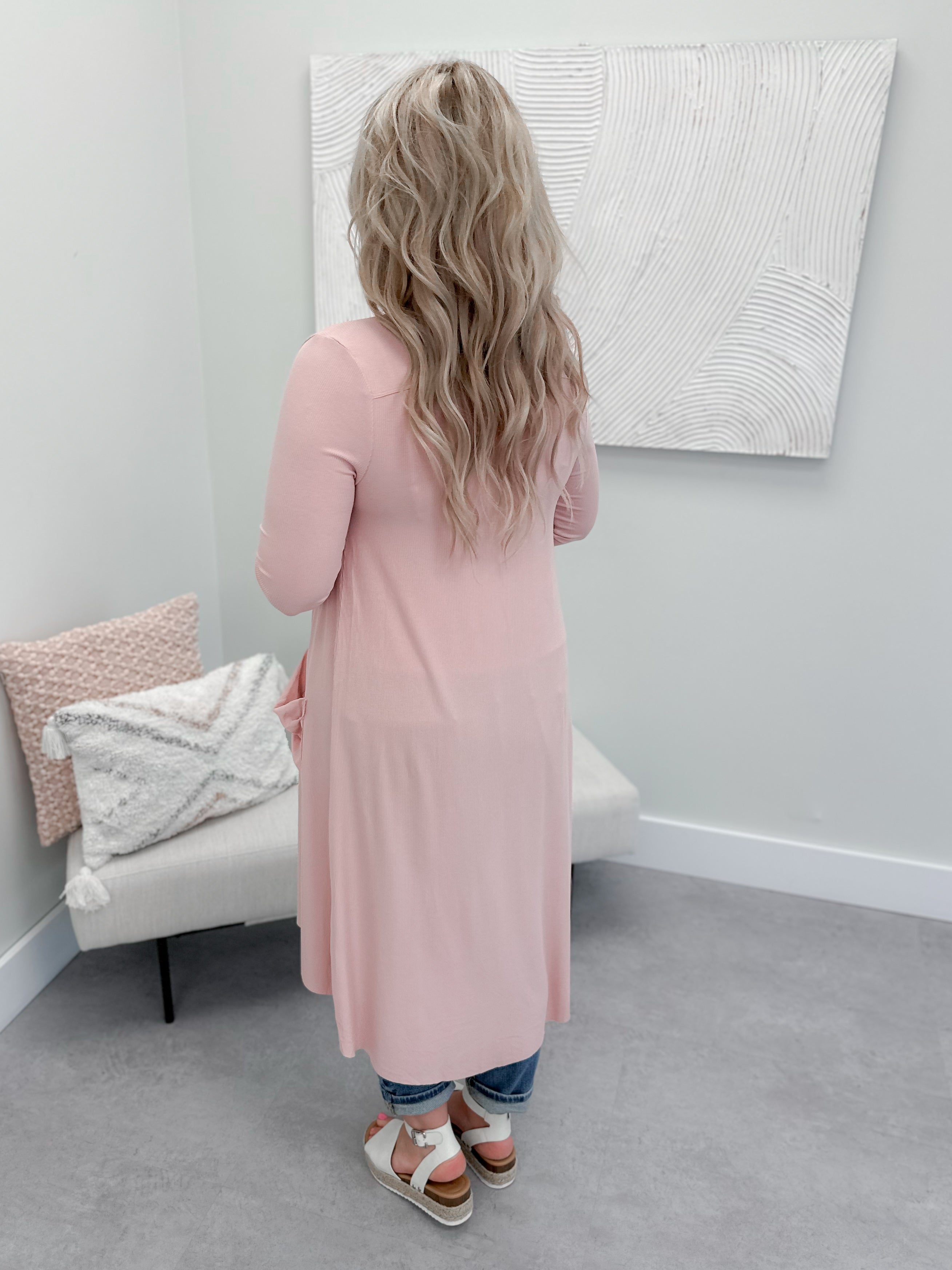 Alli Ribbed Cardi in Pink